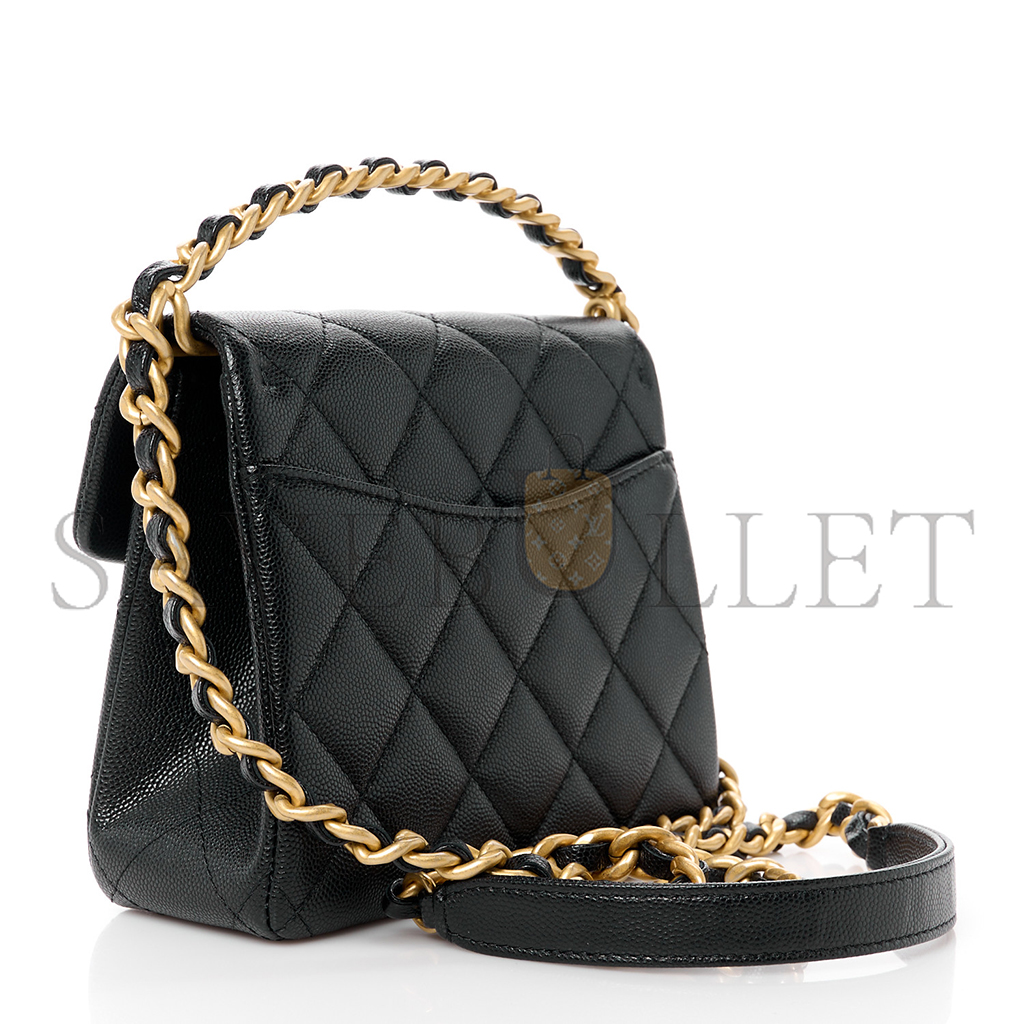 Ch*el master caviar quilted 31 rue cambon mini top handle flap (19*15*7cm)
